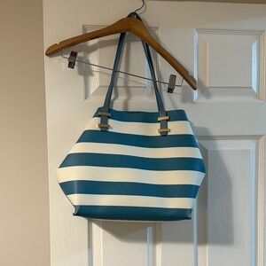 Striped Blue and White Tote Bag